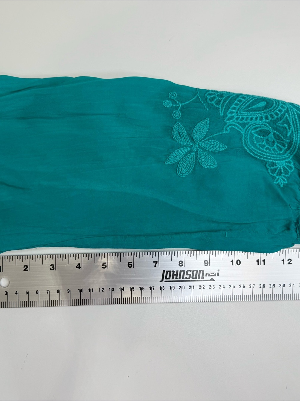 Johnny Was Embroidered Teal Women’s 3/4 sleeve Tunic Top, size M. Like new! - Picture 7 of 9